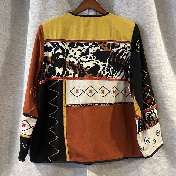 Alex Kim Jacket Blazer Women's Size Small Embroidered Patched Art To‎ Wear Retro - Picture 4 of 5